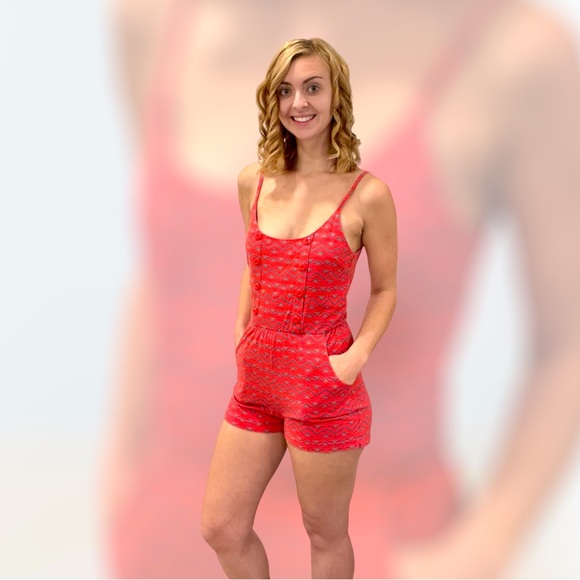 Stussy Pants - 🎉 HOST PICK Stussy Geometric Pattern Button Accent Romper w/ Pockets - Small